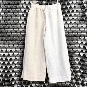 100% linen wide-leg/high-rise/elastic waist pants